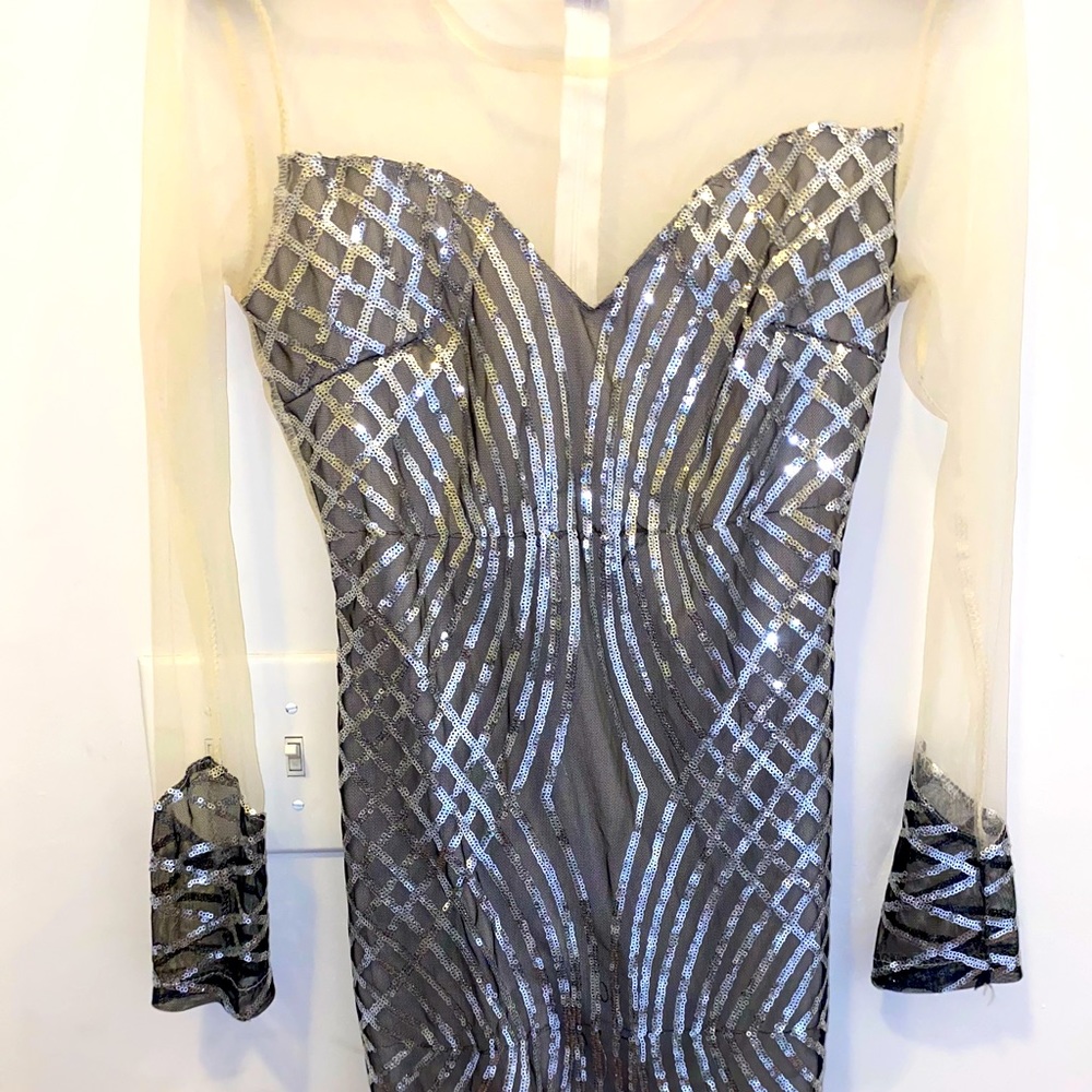 Beautiful sequence and sheer dress